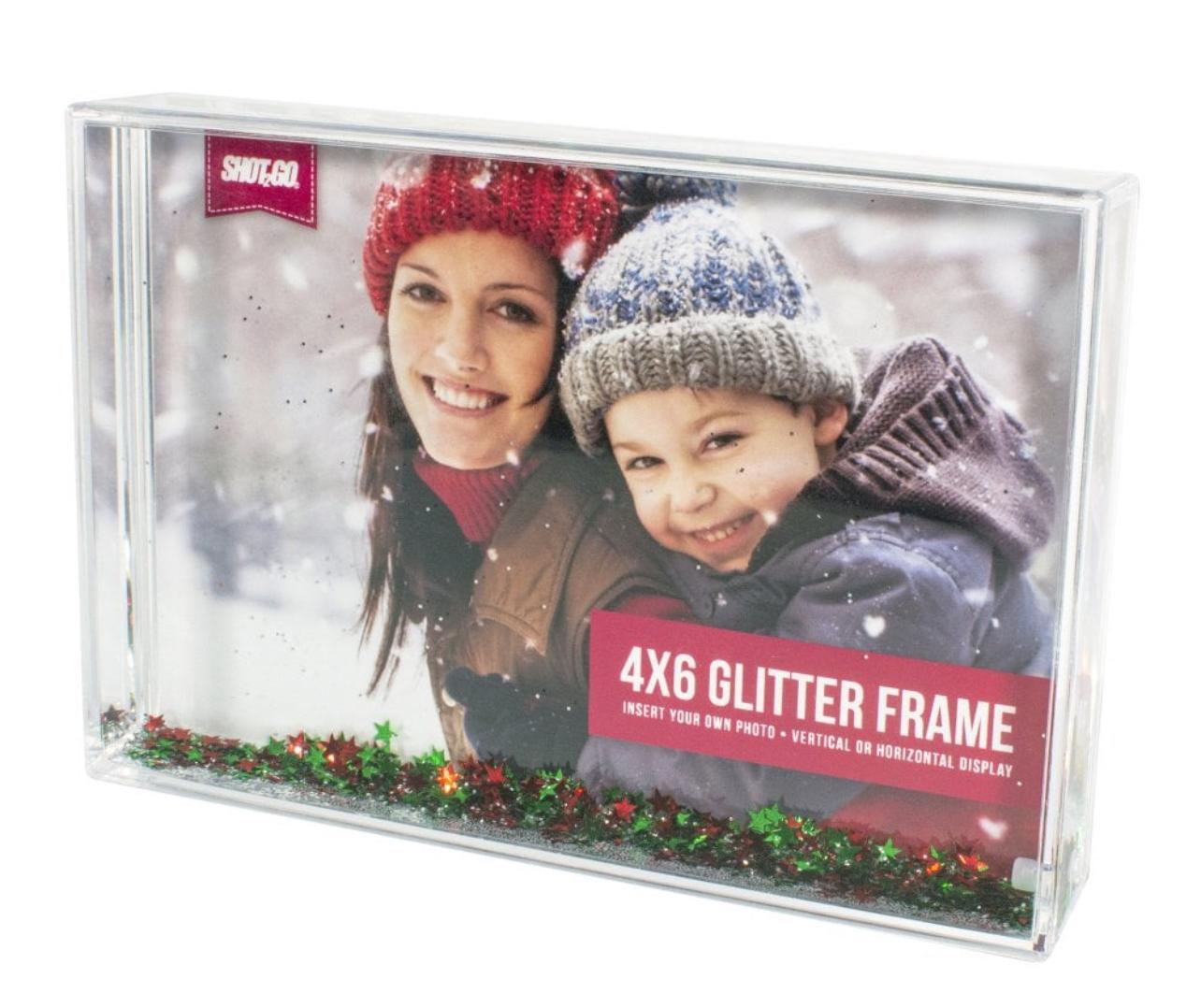 Green star glitter frame