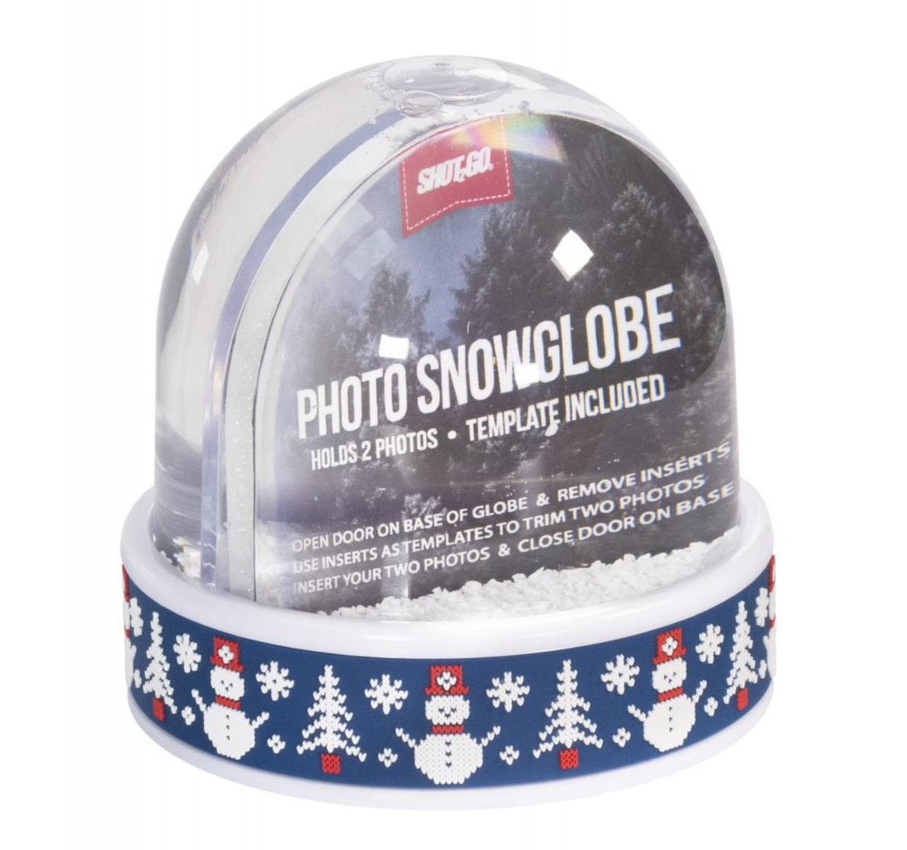 Blue snow man snow globe